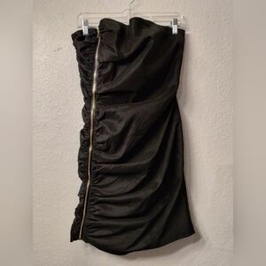 Calvin Klein Black Ruched Tafetta Dress